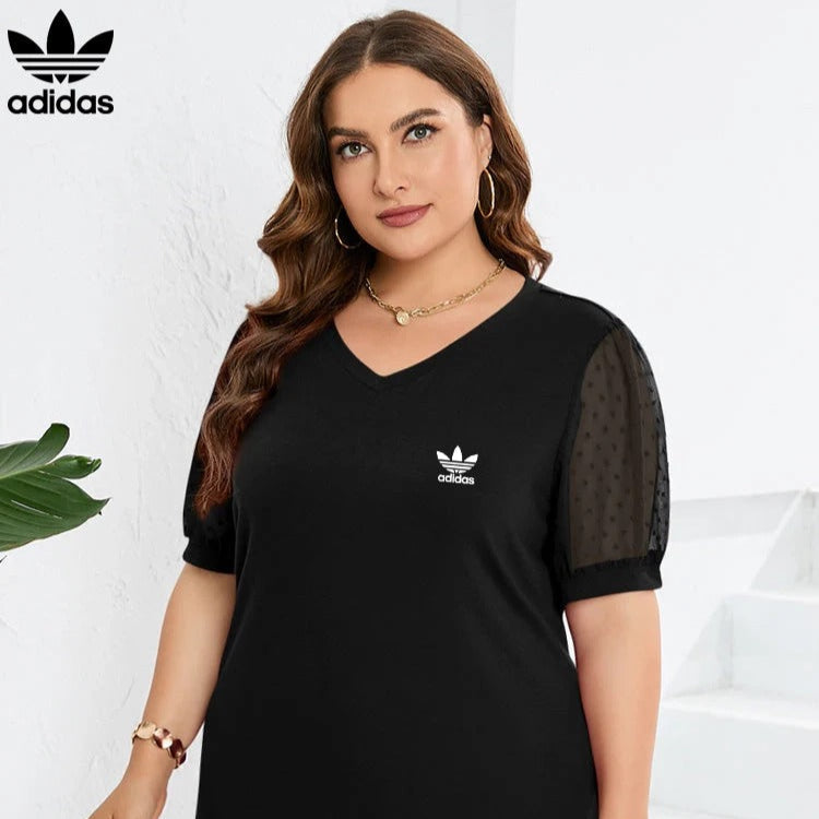 AD - Chic V-Neck T-Shirt with Puffed Sleeves